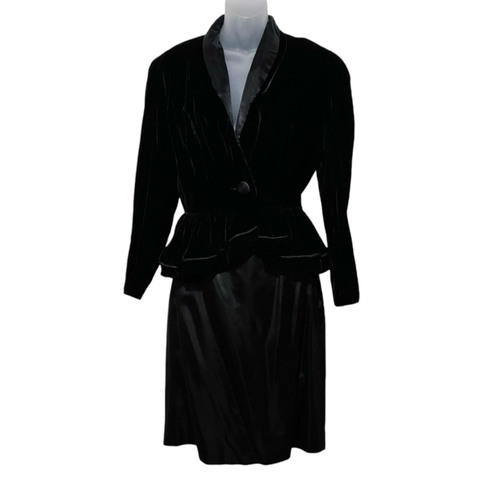 Vintage Rampage Velvet Peplum Jacket and Satin Skirt, 28” waist